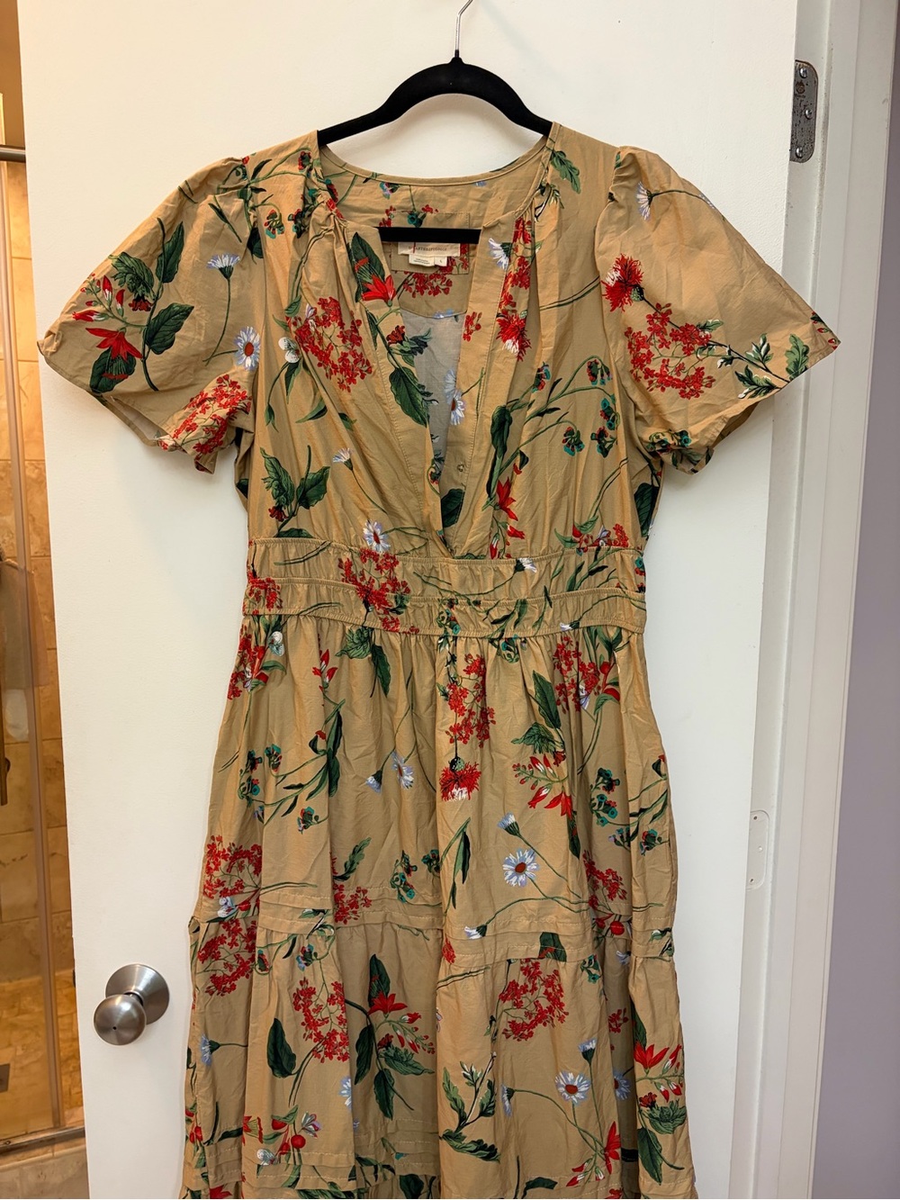 Like New Anthropologie Somerset Dress - Khaki Floral - Picture 9 of 12